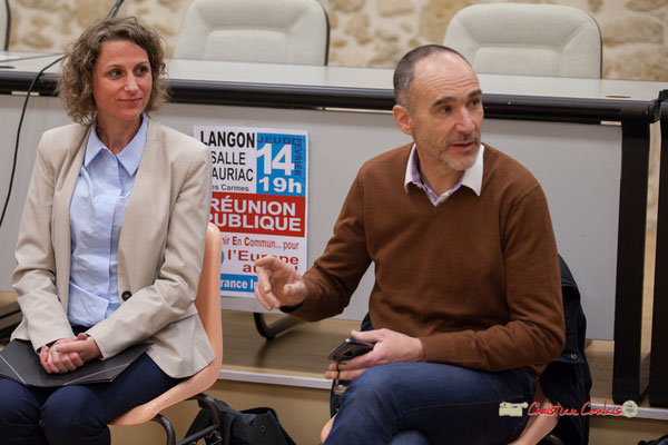 Marie Duret-Pujol, candidate aux élections européennes La France insoumise et Loïc Prud'homme, Député de la Gironde. Langon, 14/02/2019