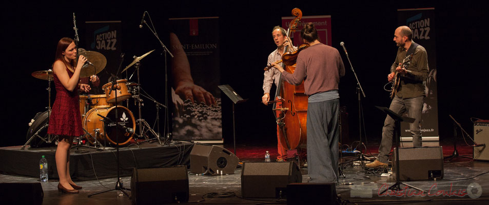 Tom Peyron, Camille Durand, Thomas Julienne, Boris Lamerand, Thomas Saint-Laurent du quintet Theorem of Joy. Tremplin Action Jazz 2017. Le Rocher de Palmer