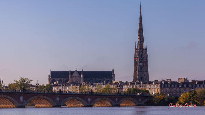 Basilique et flèche Saint-Michel (gothique flamboyant, XIVe au XVIe siècle). Bordeaux port de la Lune. Samedi 9 octobre 2021. Photographie © Christian Coulais