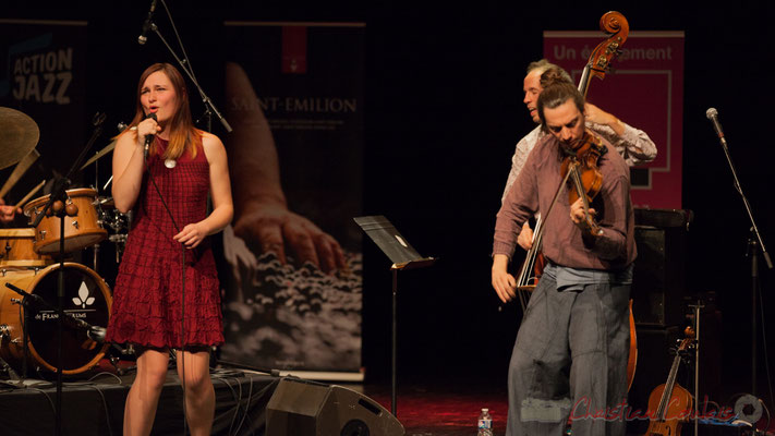 Camille Durand, Thomas Julienne, Boris Lamerand, quintet Theorem of Joy. Tremplin Action Jazz 2017. Le Rocher de Palmer