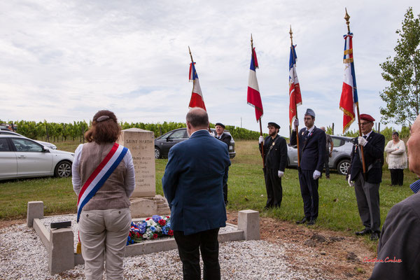 Quatre-vingtième anniversaire du Souvenir et de la Mémoire de la Résistance, stèle de Saint-Martin-du-Puy, en présence de Mathilde Feld, députée de Gironde. Dimanche 14 juillet 2024. Photographie © Christian Coulais