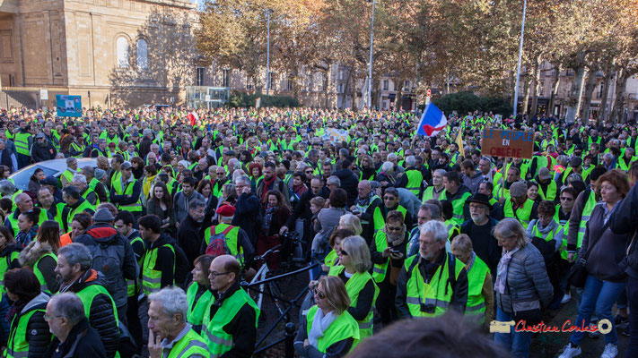 Manifestation nationale des gilets jaunes. Départ de la Place de la République vers le cours d'Albret, Bordeaux. Samedi 17 novembre 2018