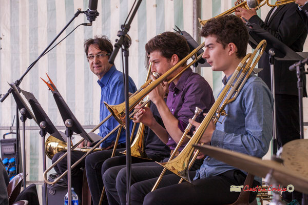 Didier Lacombe, Victor Dubray, Maxime Chevalier; Big Band du Conservatoire Jacques Thibaud. Festival JAZZ360 2019, parc du château de Pomarède, Langoiran. 06/06/2019