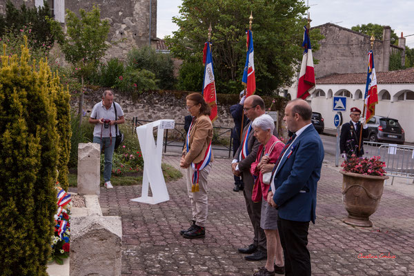 Quatre-vingtième anniversaire du Souvenir et de la Mémoire de la Résistance, en présence de Mathilde Feld, députée de Gironde, Christophe Miqueu, maire de Sauveterre, Jean Favory, président de l'A.N.A.C.R. le 14/07/2024. Photographie © Christian Coulais