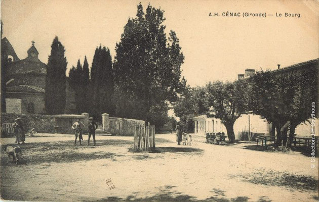  La place du bourg 1916-1918-1921. Cénac d'antan. Collection Jean-Pierre Couthouis