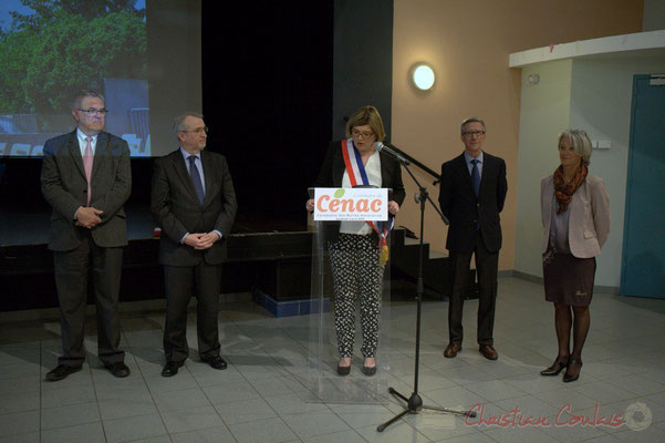 Allocution de Catherine Veyssy, Maire de Cénac, Vice-présidente du Conseil régional d'Aquitaine. Honorariat de Simone Ferrer et Gérard Pointet, anciens Maires de Cénac, vendredi 3 avril 2015