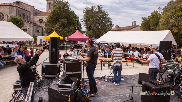 Philippe Marzat, photographe; Vincent Lefort, Olivier Lerole, Victor Bérard; The Protolites. Festival JAZZ360 2019, Quinsac. 09/06/2019