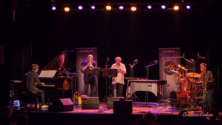  Xavier Duprat, Régis Lahontâa, Christian Paboeuf, Pierre Thibaud ; Christian Paboeuf Quartet. Festival JAZZ360 2021, Cénac, samedi 5 juin 2021. Photographie © Christian Coulais