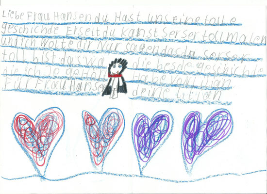 Kinderzeichnung zu einer Lesung von Antje Hansen und Vampir Valentin