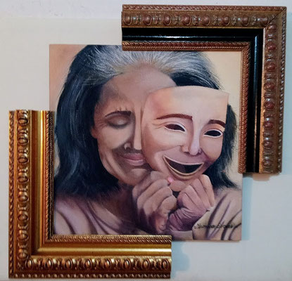 "Detrás de la Máscara" Acrilico - 43x43 cm.