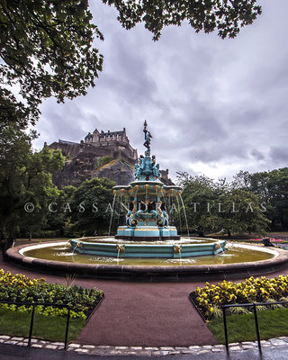 The recently refurbished Ross Fountain located in Princes Street Gardens in Edinburgh, Scotland.