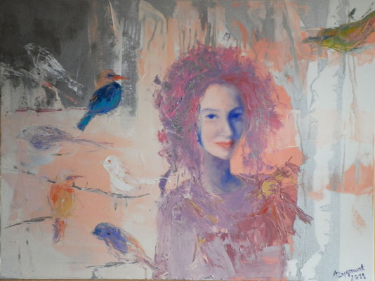 Woman with Birds, 2011. Oil canvas