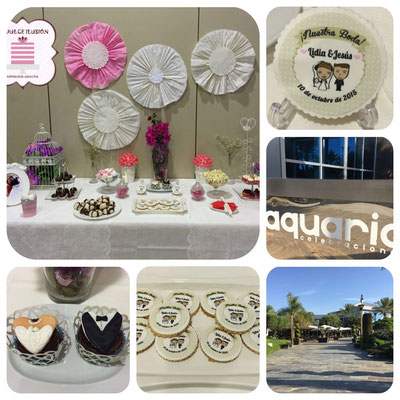 Mesa dulce boda en Cartagena. Candy bar boda en Cartagena. Galletas personalizadas de boda, macarons, cupcakes, cakepops, cookies, bagel, golosinas, decoracion blanca. La dulce ilsuion