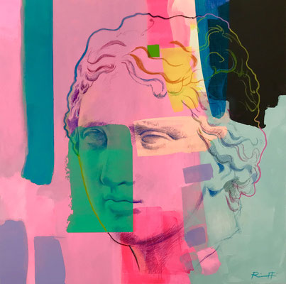 Davide Ricchetti: "Venere", mixed media on canvas, cm 80x80, 2024