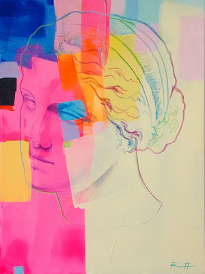 Davide Ricchetti: "Afrodite", mixed media on canvas, cm 80x60, 2024