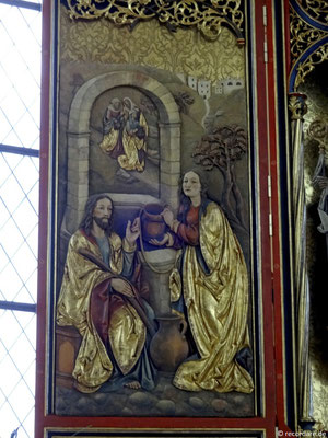 Linker Altarflügel - Jesus begegnet der Samariterin am Brunnen