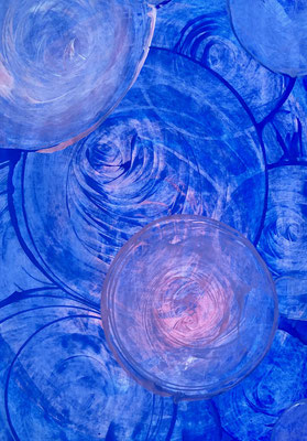 Bild 102: Universum06_Klangraum-hellrosa-wasserblau, Mischtechnik, 70x100
