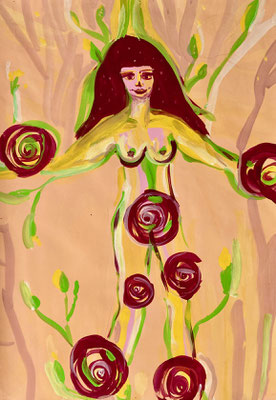 Bild 131: Hüterinnen-Archetypen_21_Erblühende, Tempera, 35x70