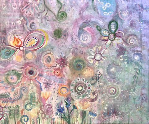 Bild 91: Die Erde, die Bunte, Mischtechnik, 100x120, CHF 1400.00
