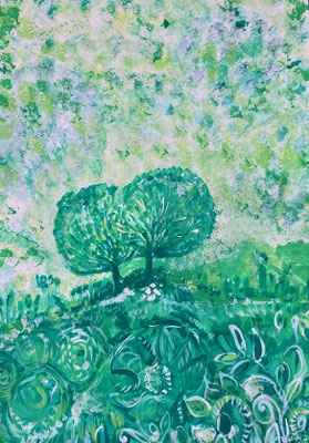 Bild 153: Baum05_Yin-Yang, Tempera, 35x70