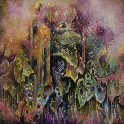 名前はいらない　キャンバス・白亜地・油彩　 200×200(mm)　2019年