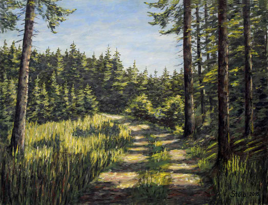 Sonniger Waldweg, 50 x 65 cm, 450 €