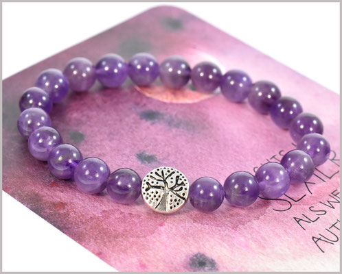 Amethyst Edelstein Armband mit Lebensbaum