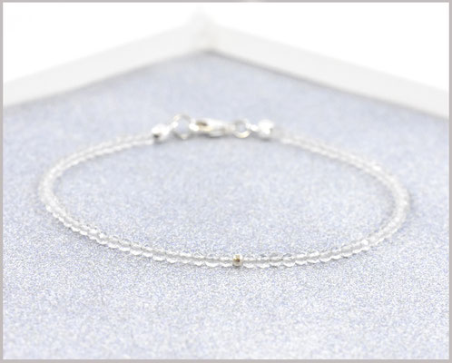 Bergkristall Edelsteinarmband mit 2 mm Perlen und 925 Silber