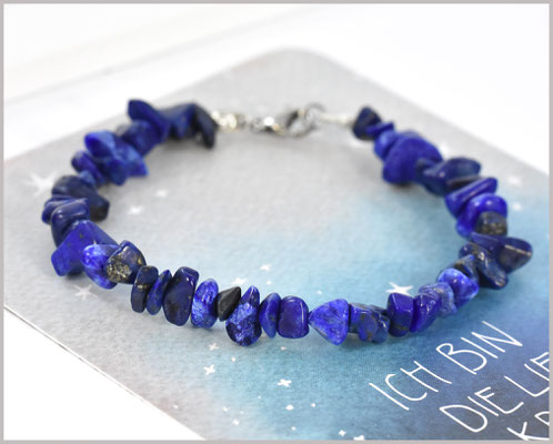 Lapislazuli Edelsteinarmband mit Chips ca. 4-7 mm großen Steinen