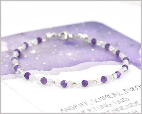 Edelsteinarmband mit 3 mm Amethyst, Rosenquarz und Bergkristall #4