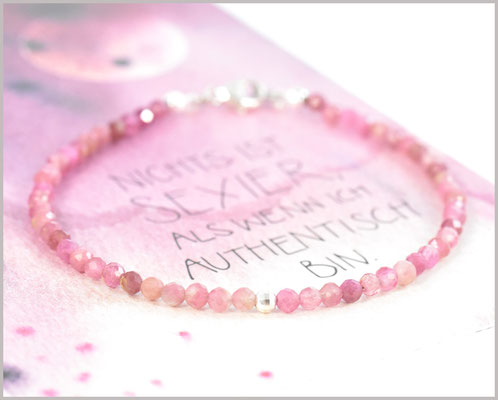 Edelsteinarmband mit 3 mm Turmalin rosa