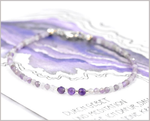 Edelsteinarmband mit 2 + 3 mm Amethyst # 2