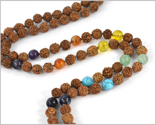 Mala Kette mit 7 Chakra Edelsteinen und Rudraksha Perlen - Chakra -