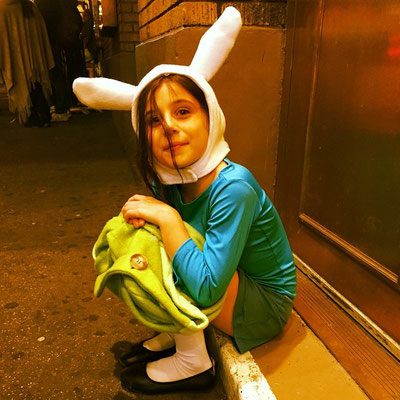 October 2014, a little Halloween bunny sitting outside.