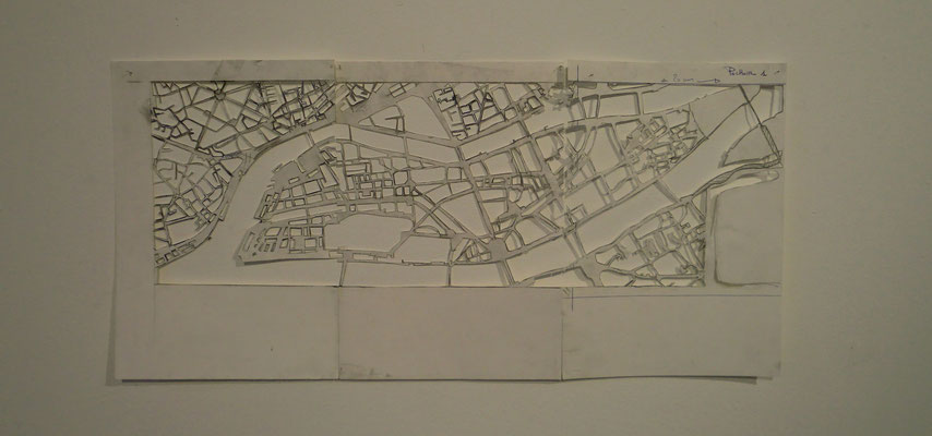 Plan N, 2010, papier découpé, graphite, 20 x 60 cm