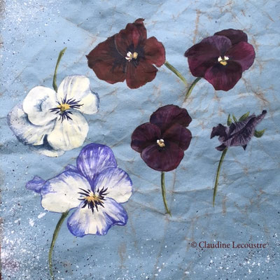 Croquis de violas / Violas sketch, aquarelle et gouache / watercolor and gouache