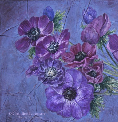 Anémones au vase marocain (détail)/ Anemones in a Moroccan vase, gouache