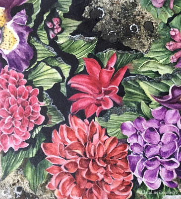 Fleurs tombales II (détail), aquarelle et rehauts de gouache / watercolor and gouache highlights