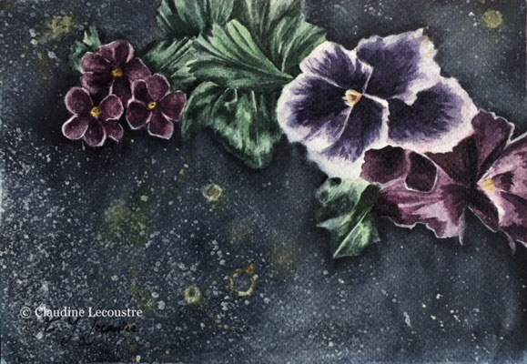 Fleurs tombales I, aquarelle et rehauts de gouache / watercolor and gouache highlights