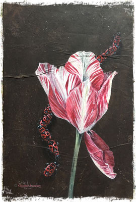 La tulipe et les gendarmes, acrylique / acrylic