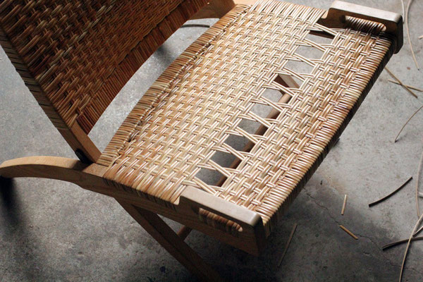 folding chair 座面 籐 張替
