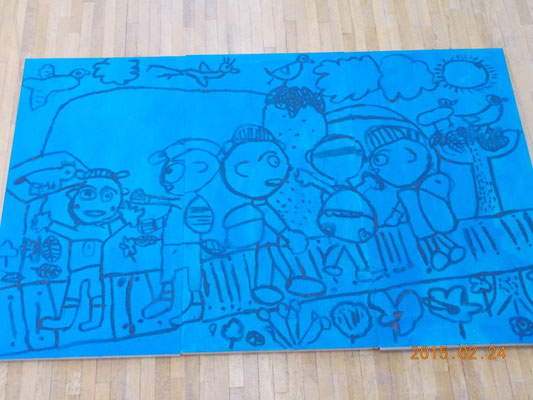版木に下絵がばっちり写される