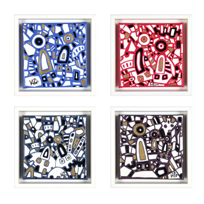 Veronika Spleiss "Gefährten" 2020 20x20 cm Acryl auf Leinwand, teilweise in Privatsammlung Deutschland