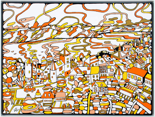 Veronika Spleiss "Into the distance or the Cheerful Landscape" 2021, 60x80 cm, Acrylic on canvas