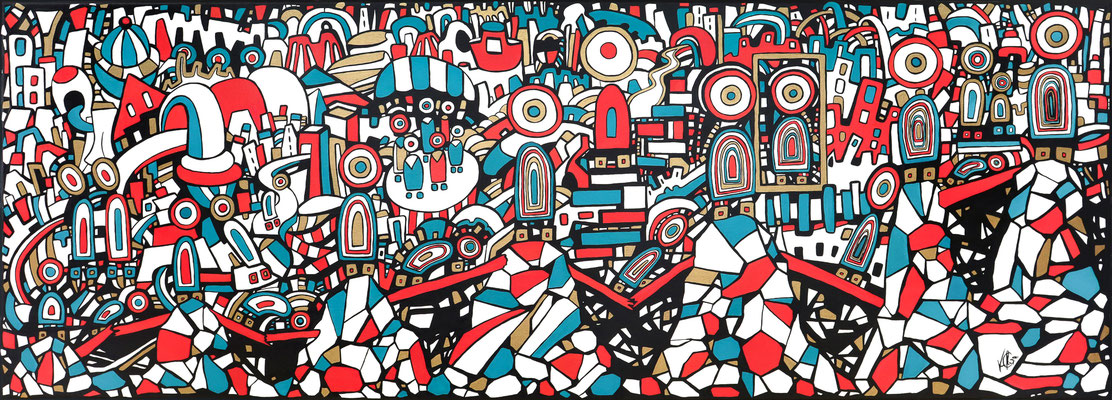 Veronika Spleiss "Learning Life" 2020 50x140 cm, Acrylic on canvas, Private Collection Germany