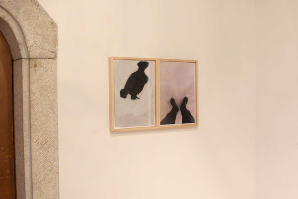 Marcel Peltier, Kopf und Kragen, Hamburg, 2020, Doppelbild, Acryl auf Papier und Foto-Digitalprint, 42 x 60 cm