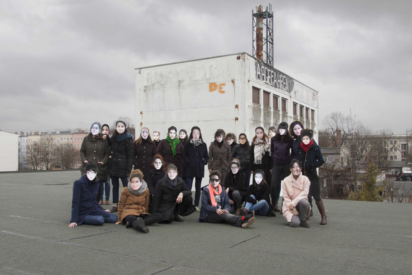 25 SALOON Artists with their masks (Rooftop SEXAUER) photo by Ornella Fieres, 2015