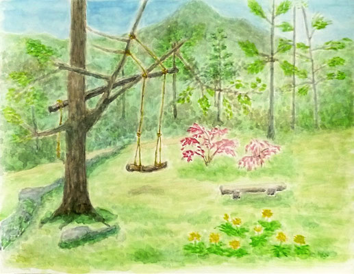 立原高原ビレッジの水彩画