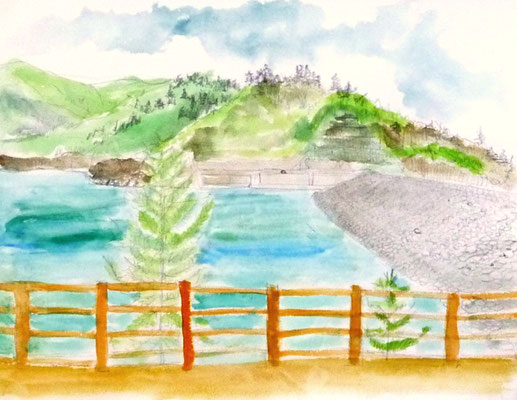 南相木ダムの水彩画
