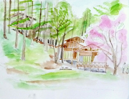 立原高原ビレッジの水彩画